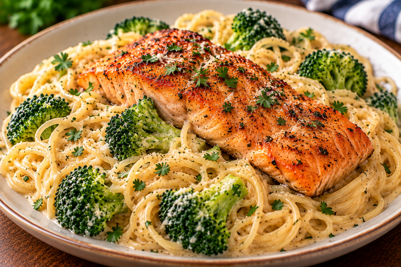 Creamy Salmon Pasta with Broccoli